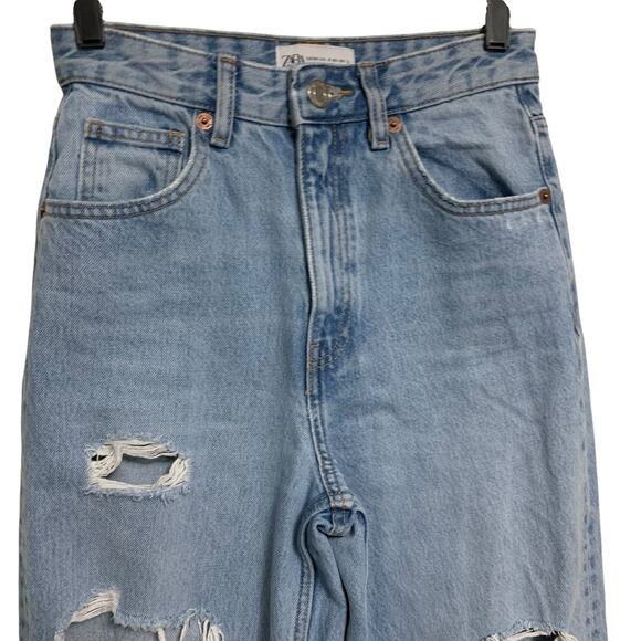 Zara Distressed Wide Leg Jeans Womens Size 2 - Picture 2 of 7
